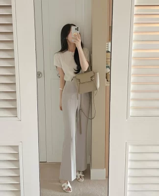 5 kiểu quần phối với áo thun trắng chuẩn style Hàn Quốc